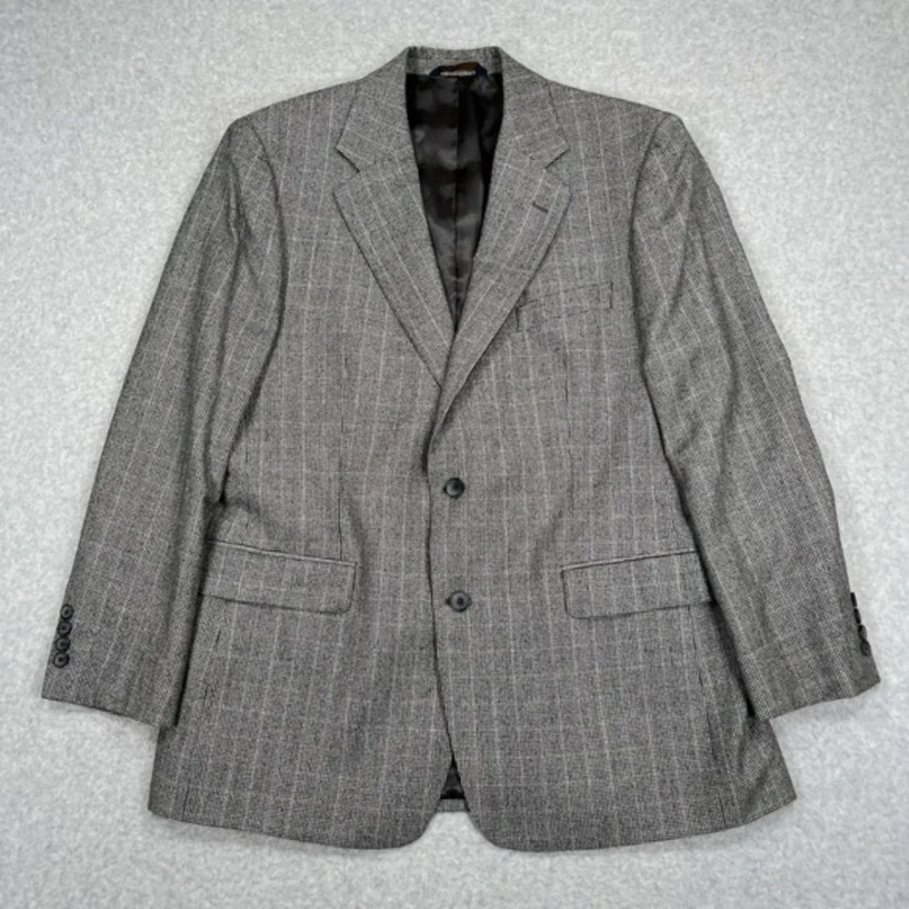 Brooks Brothers 346 Blazer Sz 44 Reg Gray Wool‎ Cashmere Houndstooth Sport Coat